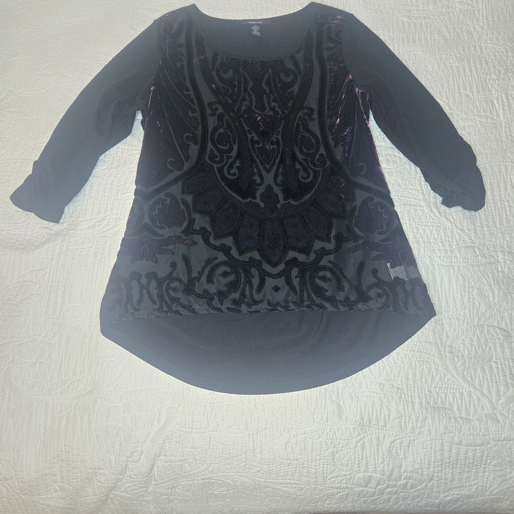 Style & Co y2k Velvet Burnout Purple‎ Black Whimsygoth Dark Fairy Plum Medium - Picture 7 of 16